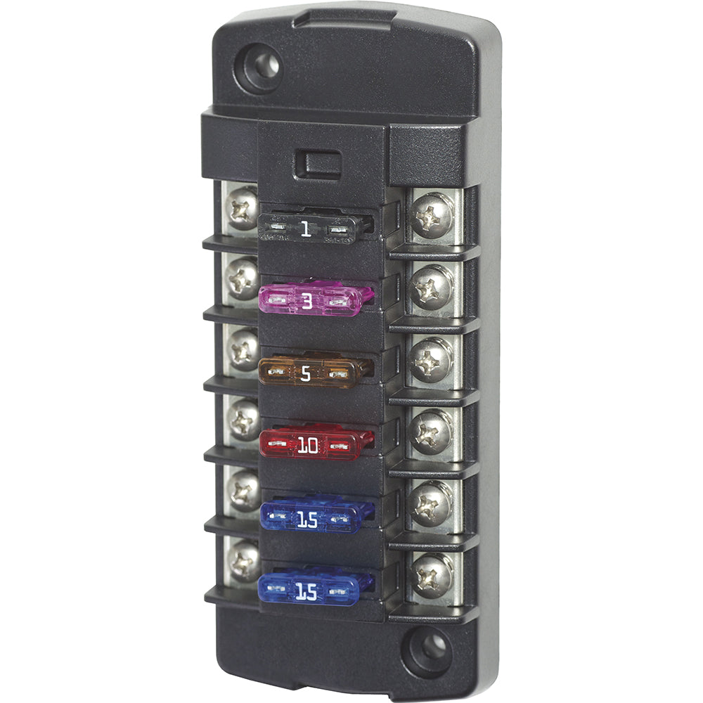 Blue Sea 5037 ST Blade Fuse Block wo Cover 6 Circuit Independent wo Negative Bus 5037
