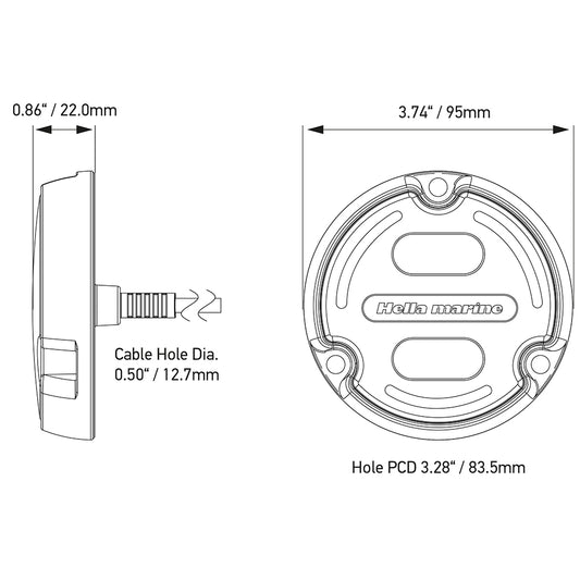 Hella Marine Apelo A2 Blue White Underwater Light 3000 Lumens Black Housing Charcoal Lens wEdge Light 016147001
