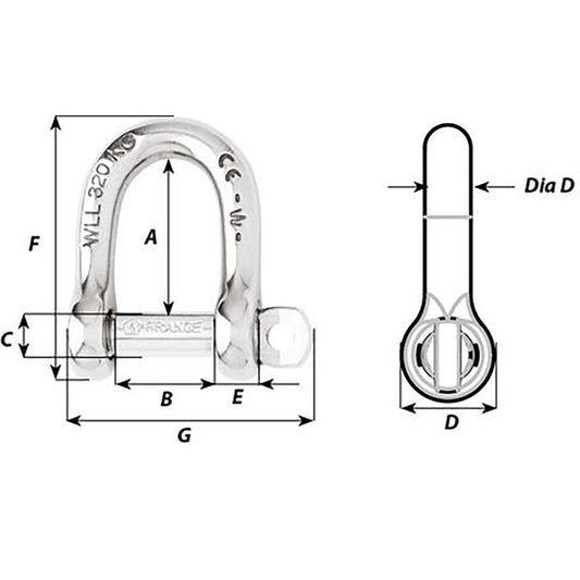 Wichard SelfLocking D Shackle Diameter 4mm 532 1201W