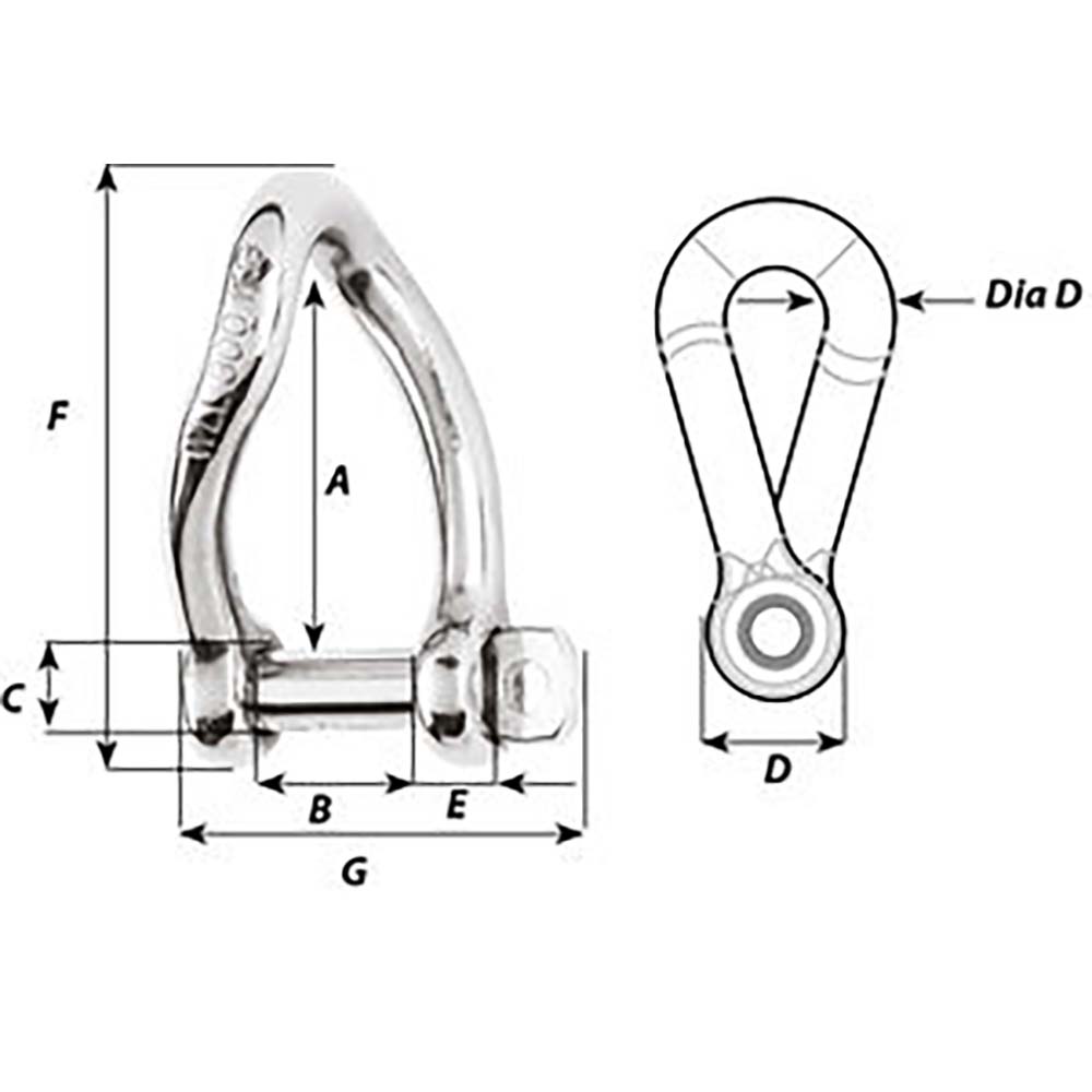 Wichard SelfLocking Twisted Shackle Diameter 5mm 316 1222W