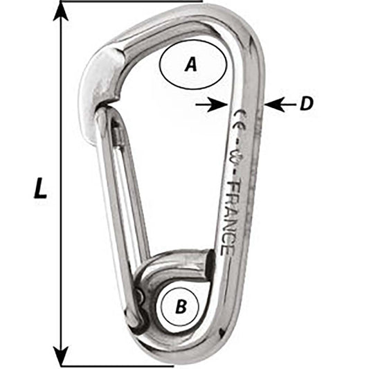 Wichard Asymmetric Carbine Hook Length 60mm 14 2323W