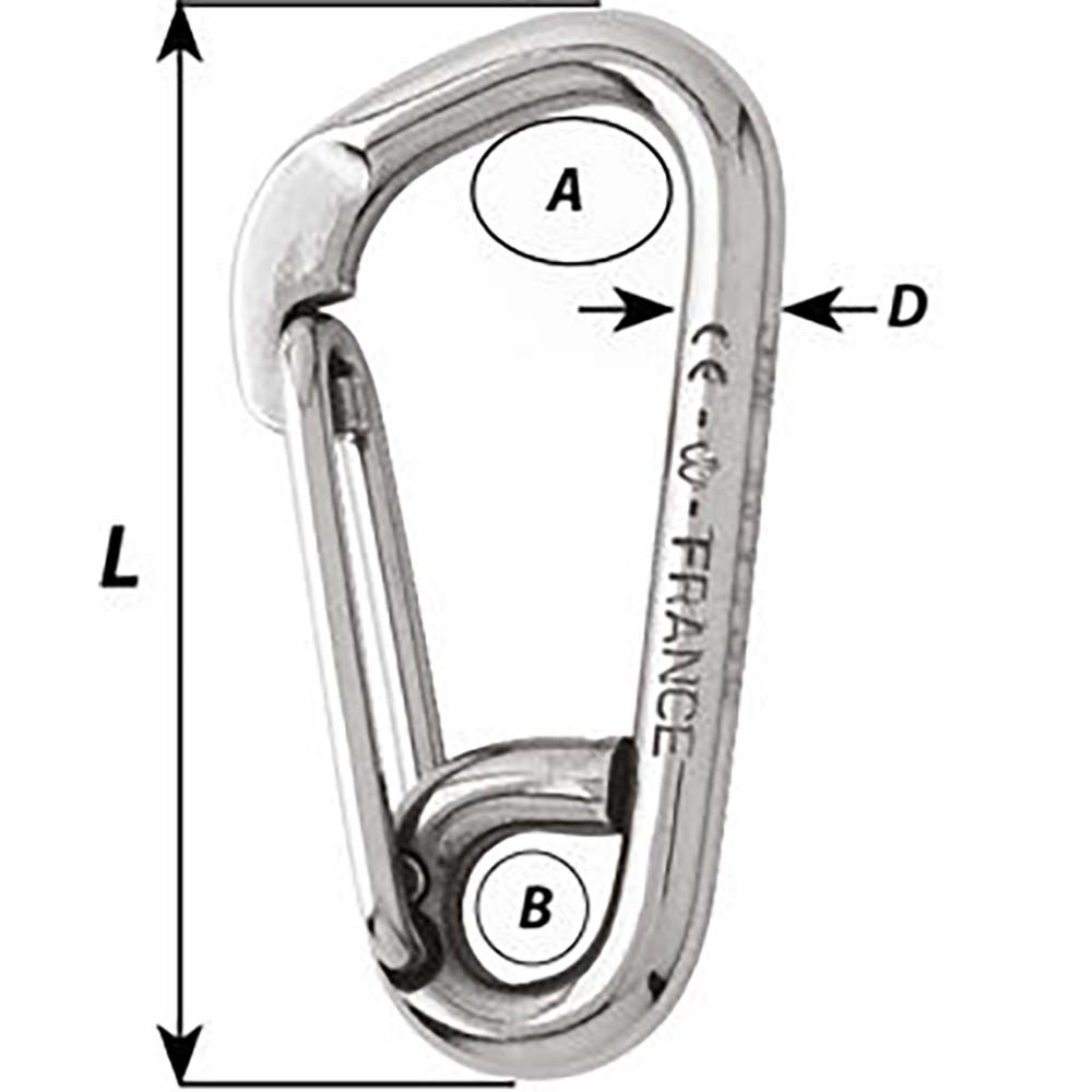 Wichard Asymmetric Carbine Hook Length 60mm 14 2323W