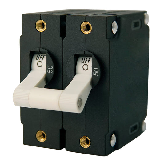 Egis A Series White Toggle Panel Mount Circuit Breaker  Dual Pole 50A 320250