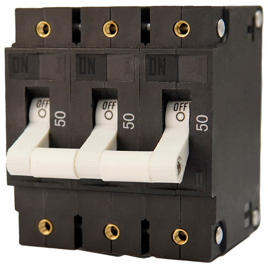 Egis C Series White Toggle Panel Mount Circuit Breaker  Triple Pole 50A 3503050