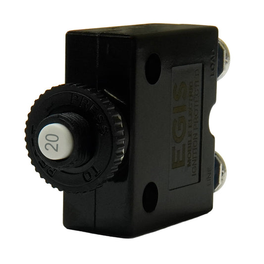 Egis 20A Push Button Panel Mount Circuit Breaker  Screw Terminals 471020