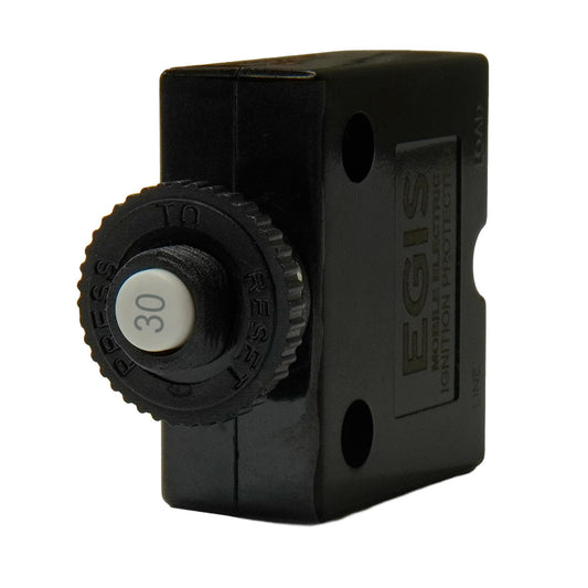 Egis 30A Push Button Panel Mount Circuit Breaker  Spade Terminal 471130