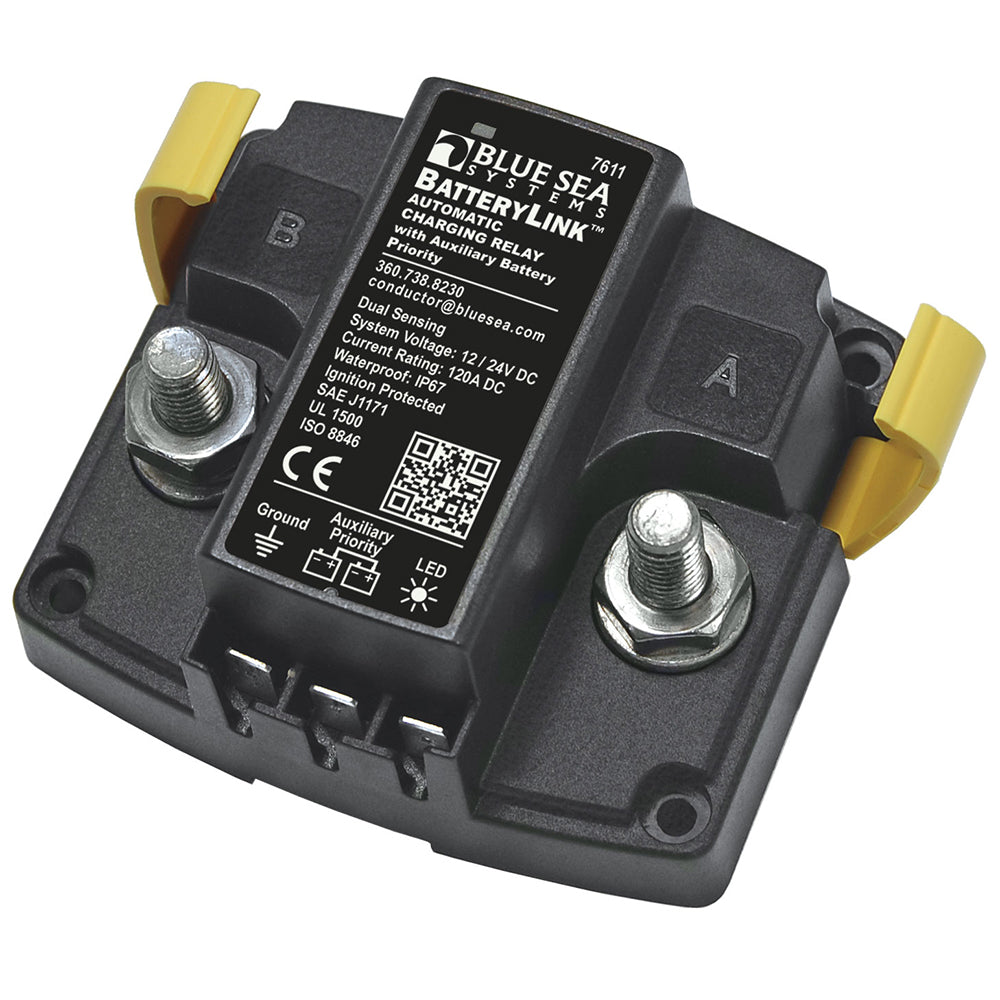Blue Sea 7611 DC BatteryLink Automatic Charging Relay  120 Amp wAuxiliary Battery Charging 7611
