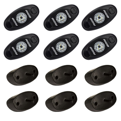 RIGID Industries ASeries Rock Light Kit  6 Cool White Lights  Black 400253