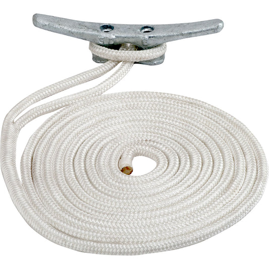 SeaDog Double Braided Nylon Dock Line  12 x 15  White 302112015WH1