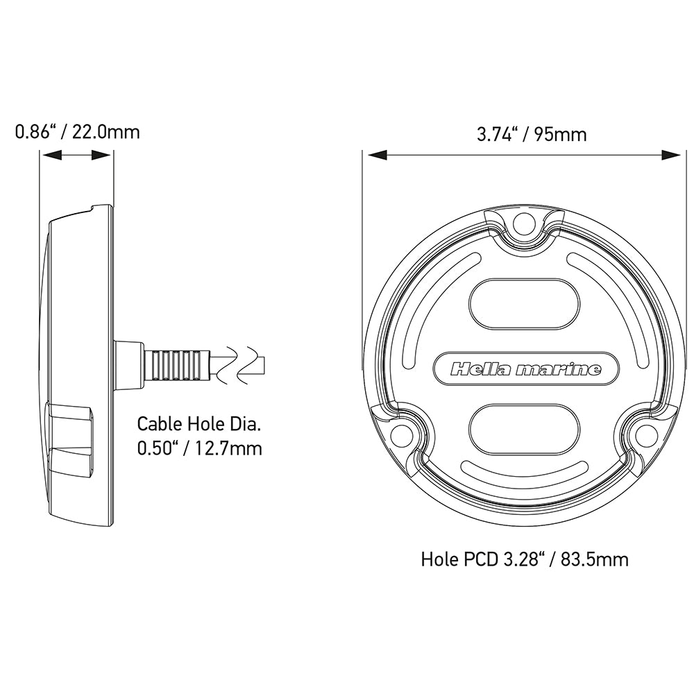Hella Marine Apelo A2 Blue White Underwater Light  3000 Lumens  Black Housing  Charcoal Lens wEdge Light 016147001